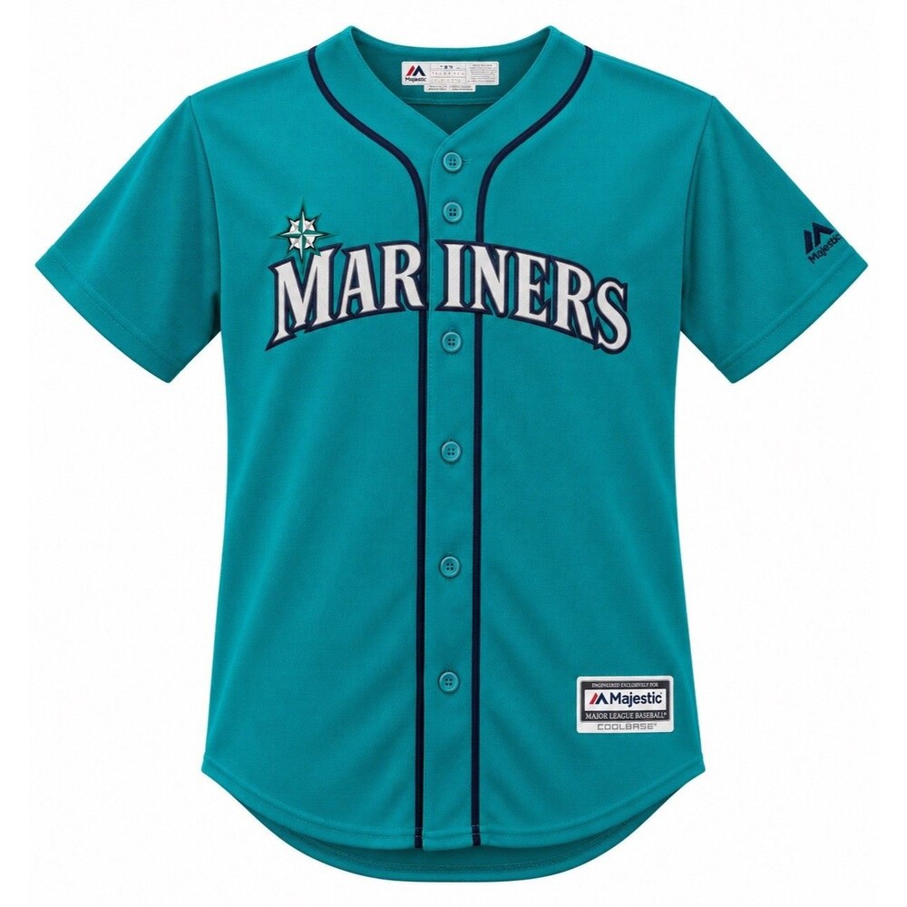 Majestic Seattle Mariners MLB Jersey Youth L 14/16 Teal Vintage EUC